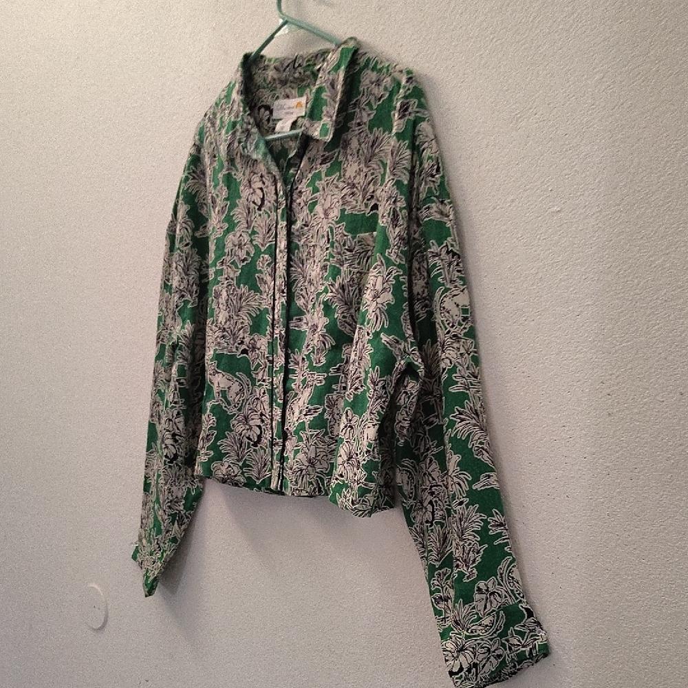 C&C‎ California Green Floral Blouse Size Xl - Picture 7 of 14